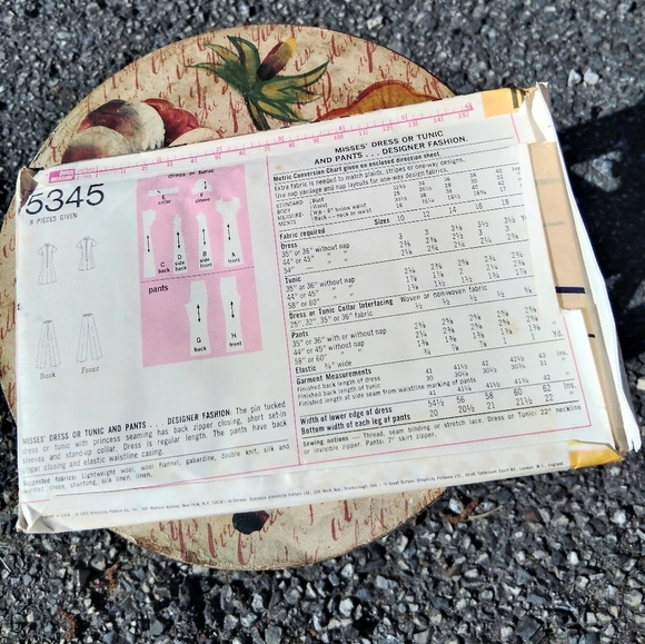 Vintage Simplicity Sewing Pattern 5345 Women's Dress Tunic Top Pants Size 12 70s - Picture 2 of 2